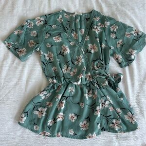 Floral Blouse with Side Tie